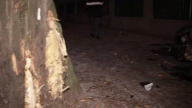 Kazadan sonra bozuk bir araba, kaputun altından duman çıkıyor.