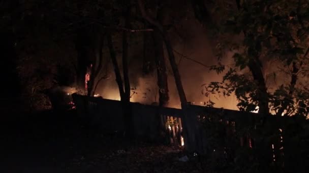 Vue Aérienne Poursuite Tir Drone Vue Sur Forêt Flammes Feux — Video