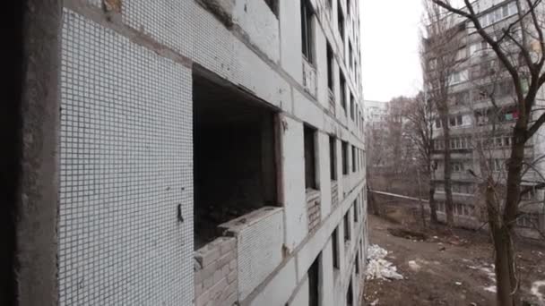 Drone Girato Sopra Città Aleppo Ucraina Dnipro Abbandonato Edificio Aereo — Video Stock