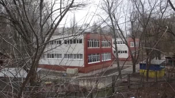 Avión Tripulado Filmado Sobre Ciudad Alepo Dnipro Ucrania Abandonado Edificio — Vídeos de Stock