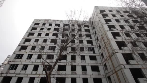 Drönare Filmade Över Staden Aleppo Dnipro Ukraina Övergiven Byggnad Antenn — Stockvideo