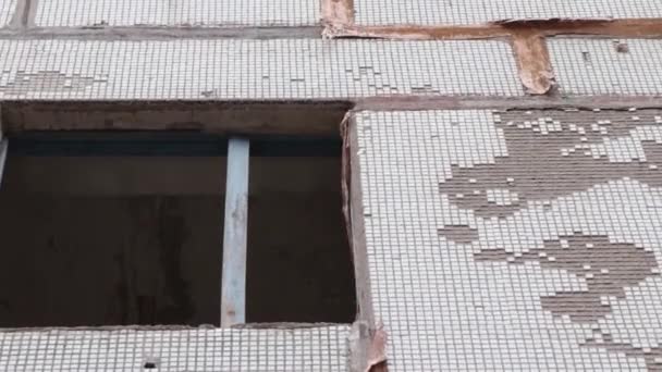 Avión Tripulado Filmado Sobre Ciudad Alepo Dnipro Ucrania Abandonado Edificio — Vídeo de stock