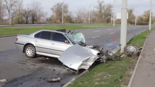 Слайд Повільний Рух Двох Пасажирських Вагонів Згорів Який Постраждав Від — стокове відео