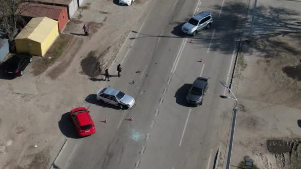 Bilar Fastnat Trafikstockning Place Dnipro Sity Ukraina — Stockvideo