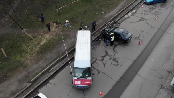 Cars Stuck Traffic Jam Place Dnipro Sity Ukraine — Stock Video