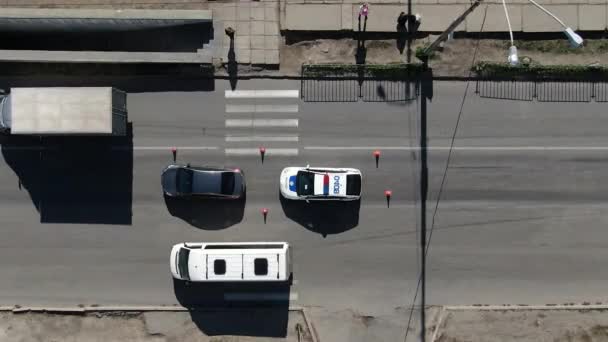 Carros Presos Engarrafamento Place Dnipro Sity Ucrânia — Vídeo de Stock
