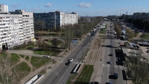 Автомобили Застряли Пробке Площади Днепр Украина — стоковое видео