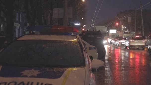 Auto Bloccate Ingorgo Sulla Piazza Dnipro Sity Ucraina — Video Stock
