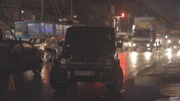 Auto Bloccate Ingorgo Sulla Piazza Dnipro Sity Ucraina — Video Stock