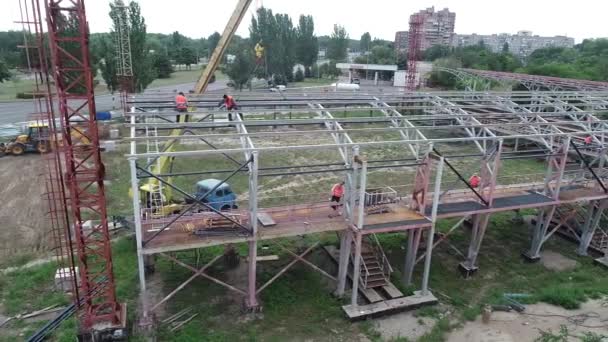 Dnipro Ucrania Gente Tiene Vistas Edificio Desde Arriba Edificio Oficinas — Vídeos de Stock