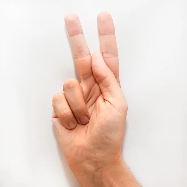 Letter K in American Sign Language (ASL) for deaf people — Stock Photo, Image