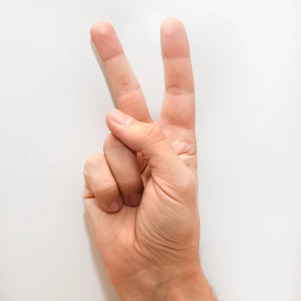 Letter V in American Sign Language (ASL) for deaf people — Stock Photo, Image