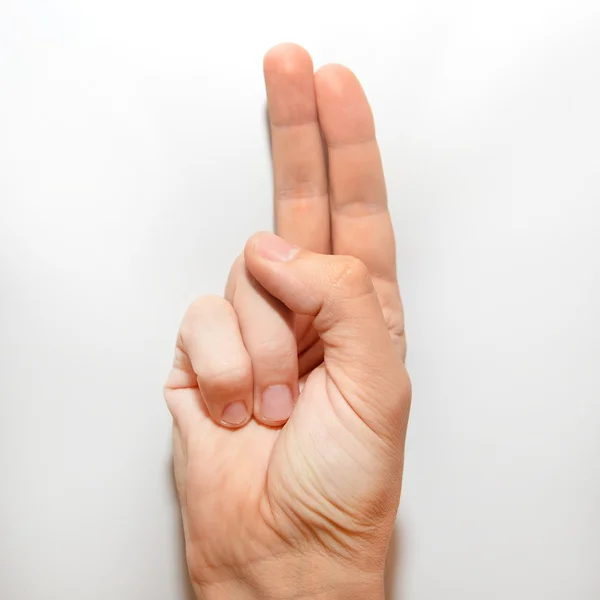 Bokstaven U i amerikanskt teckenspråk (Asl) för döva — Stockfoto