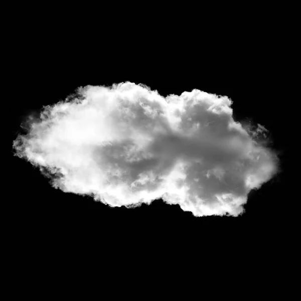 Einzelne weiße Wolke isoliert über schwarzem Hintergrund — Stockfoto