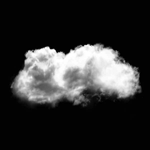 검은 배경 위에 비행 단일 흰색 솜 털 구름 — 스톡 사진