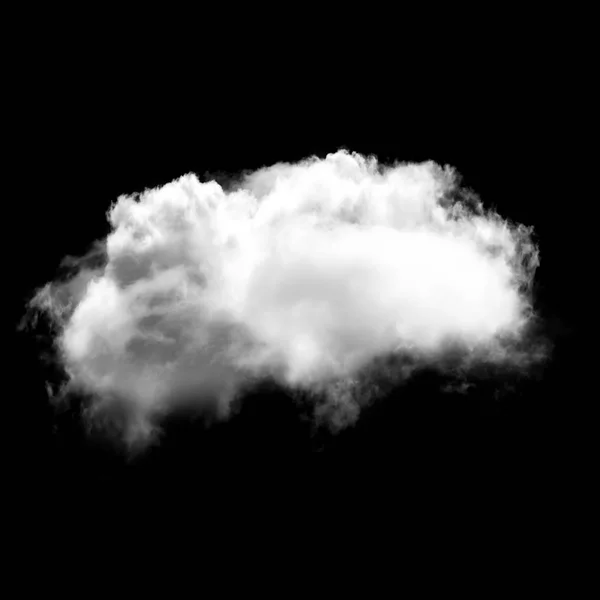 검은 배경 위에 비행 단일 흰색 솜 털 구름 — 스톡 사진
