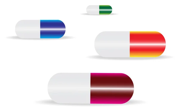 Таблетки та препарати ізольовані на білому тлі — стоковий вектор
