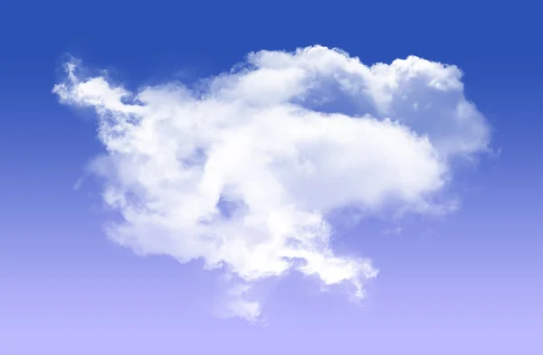 Einzelne Wolkenform isoliert über blauem Hintergrund — Stockfoto