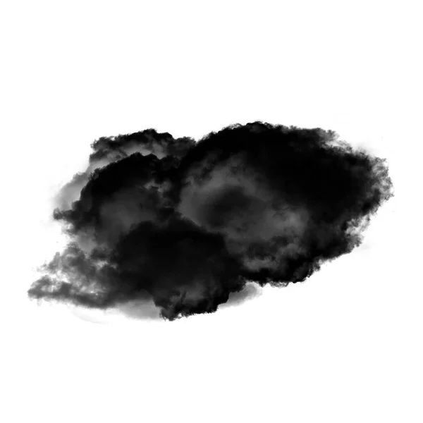 Černá realistická oblaka kouře izolované na bílém pozadí — Stock fotografie
