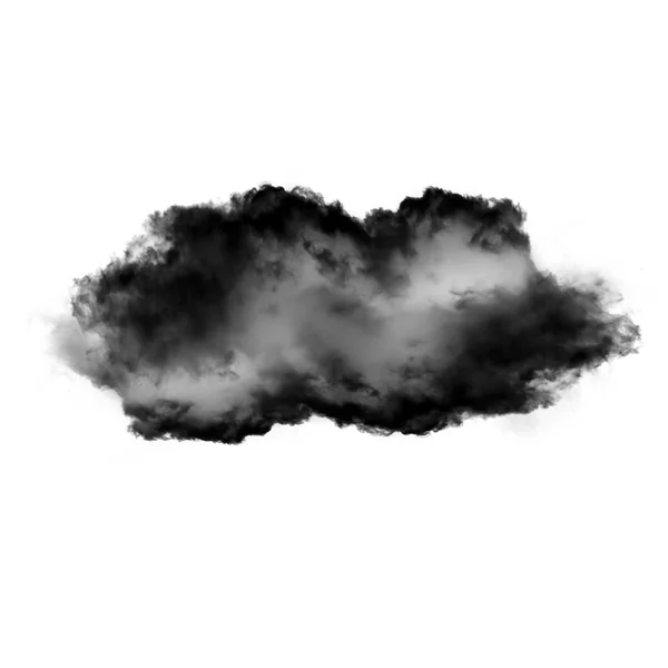 Zwarte wolk of rook geïsoleerd op witte achtergrond — Stockfoto