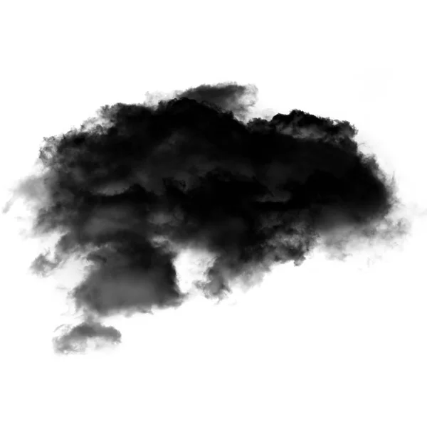 Nuvola nera o fumo isolato su sfondo bianco — Foto Stock