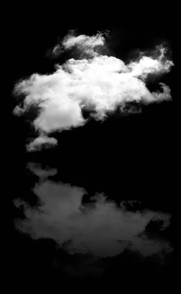 One white fluffy cloud and its reflection over black backgrou — стоковое фото