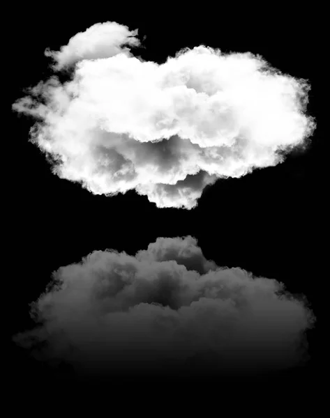 Forma de nuvem com sua reflexão de água isolada sobre backgr preto — Fotografia de Stock