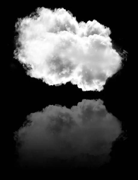 Nuvem e seu reflexo isolado sobre fundo preto — Fotografia de Stock