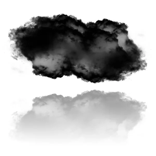 Realistic black cloud shape with reflection isolated over white — Stock Photo, Image