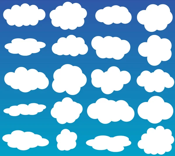 Nubes vector iconos aislados sobre fondo azul — Archivo Imágenes Vectoriales