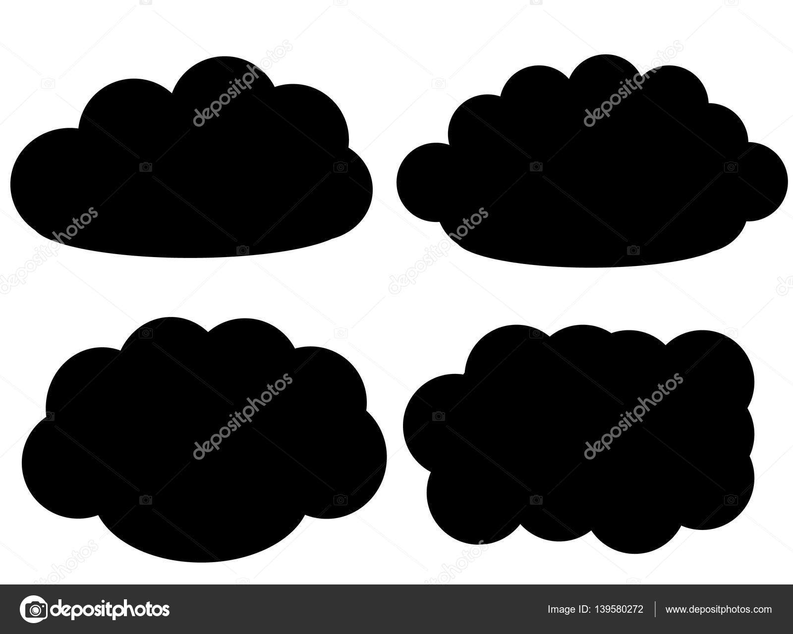 Black Cloud Vector Icons Isolated Over White Background Stock