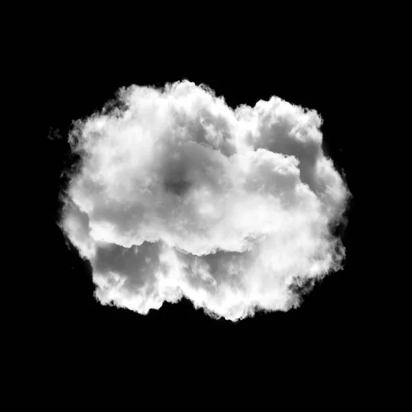 Elszigetelt, felett fekete háttér fehér bolyhos felhő — Stock Fotó
