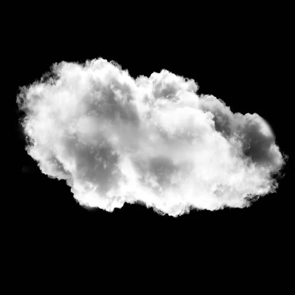 Weiße flauschige Wolke isoliert über schwarzem Hintergrund — Stockfoto