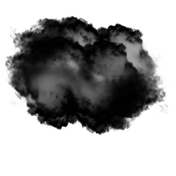 Nuage de fumée noir et gris isolé sur fond blanc — Photo