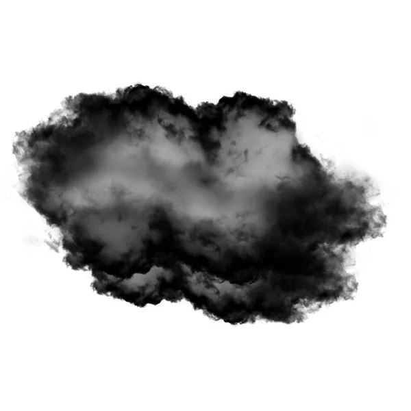 Nuage noir de fumée isolé sur fond blanc — Photo