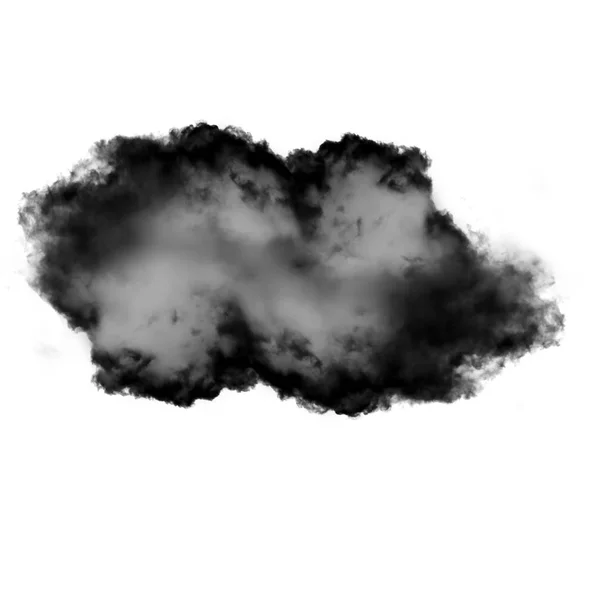 Чорна хмара диму ізольована на білому тлі — стокове фото