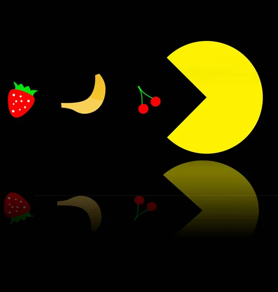 Pac-Man äter frukt — Stockfoto