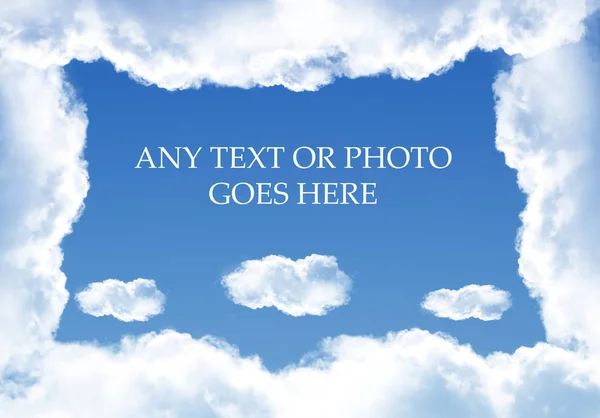 White cloud shaped frame isolated over blue sky background — Stock Photo, Image