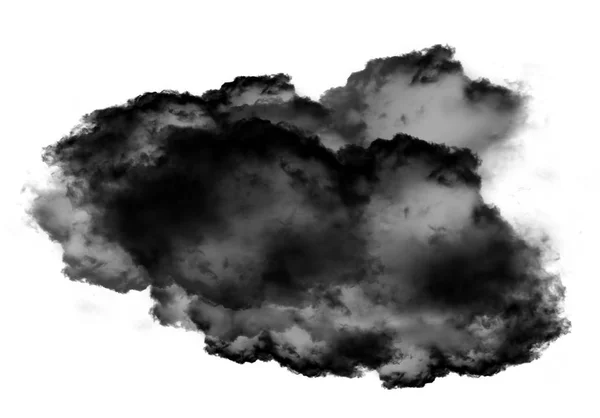 Nuage noir unique de fumée sur fond blanc — Photo