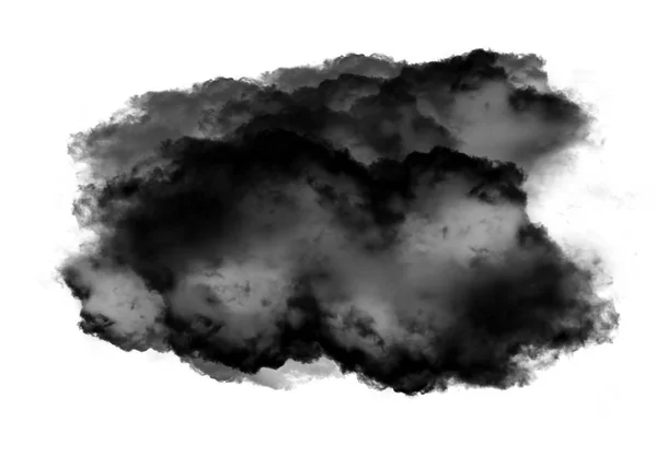 Enda svarta moln av rök över vit bakgrund — Stockfoto