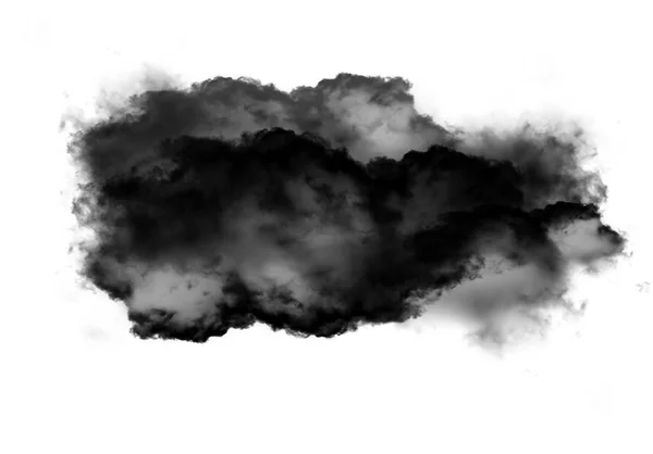 Nuage noir unique de fumée sur fond blanc — Photo