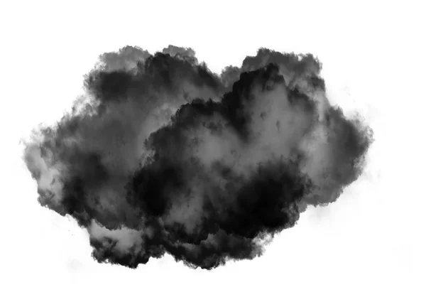 Nuage noir unique de fumée sur fond blanc — Photo