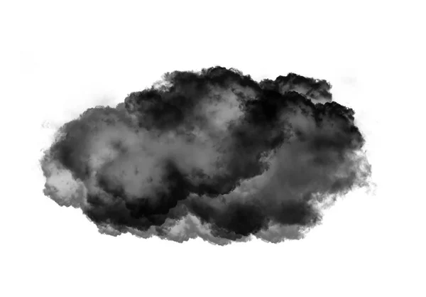单一黑色的云的烟在白色的背景 — 图库照片