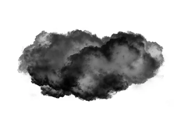 Egy fekete felhő füst alatt fehér háttér — Stock Fotó