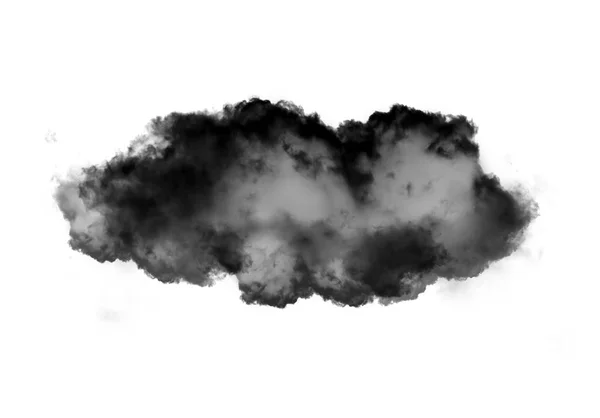 Enda svarta moln av rök över vit bakgrund — Stockfoto