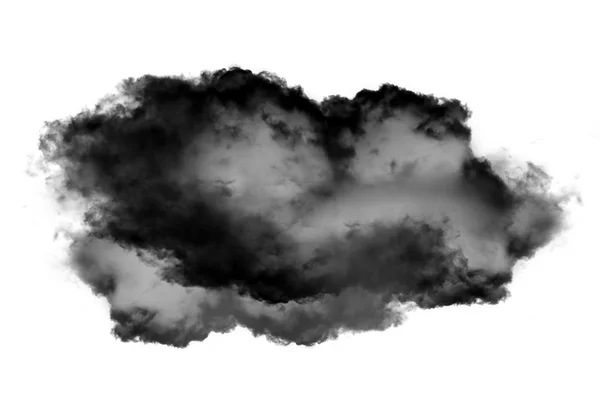 单一黑色的云的烟在白色的背景 — 图库照片