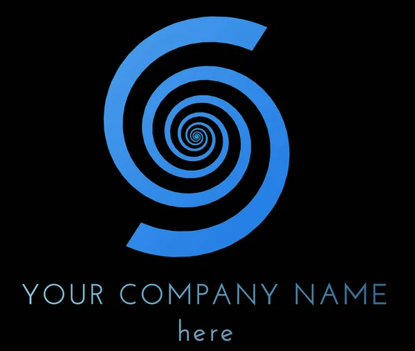 Albastru șablon logo vortex izolat pe fundal negru — Fotografie, imagine de stoc