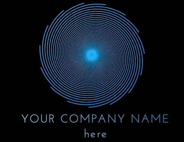Blauwe vortex logo sjabloon geïsoleerd op zwarte achtergrond — Stockfoto