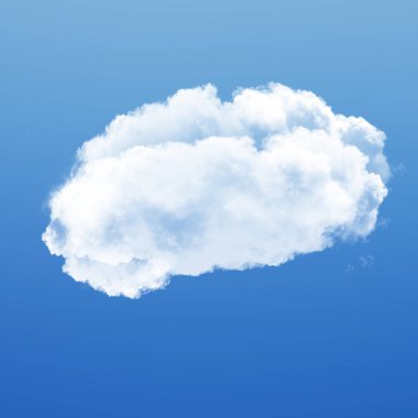 Mavi gökyüzü arka plan 3d çizim üzerinde tek izole bulut 