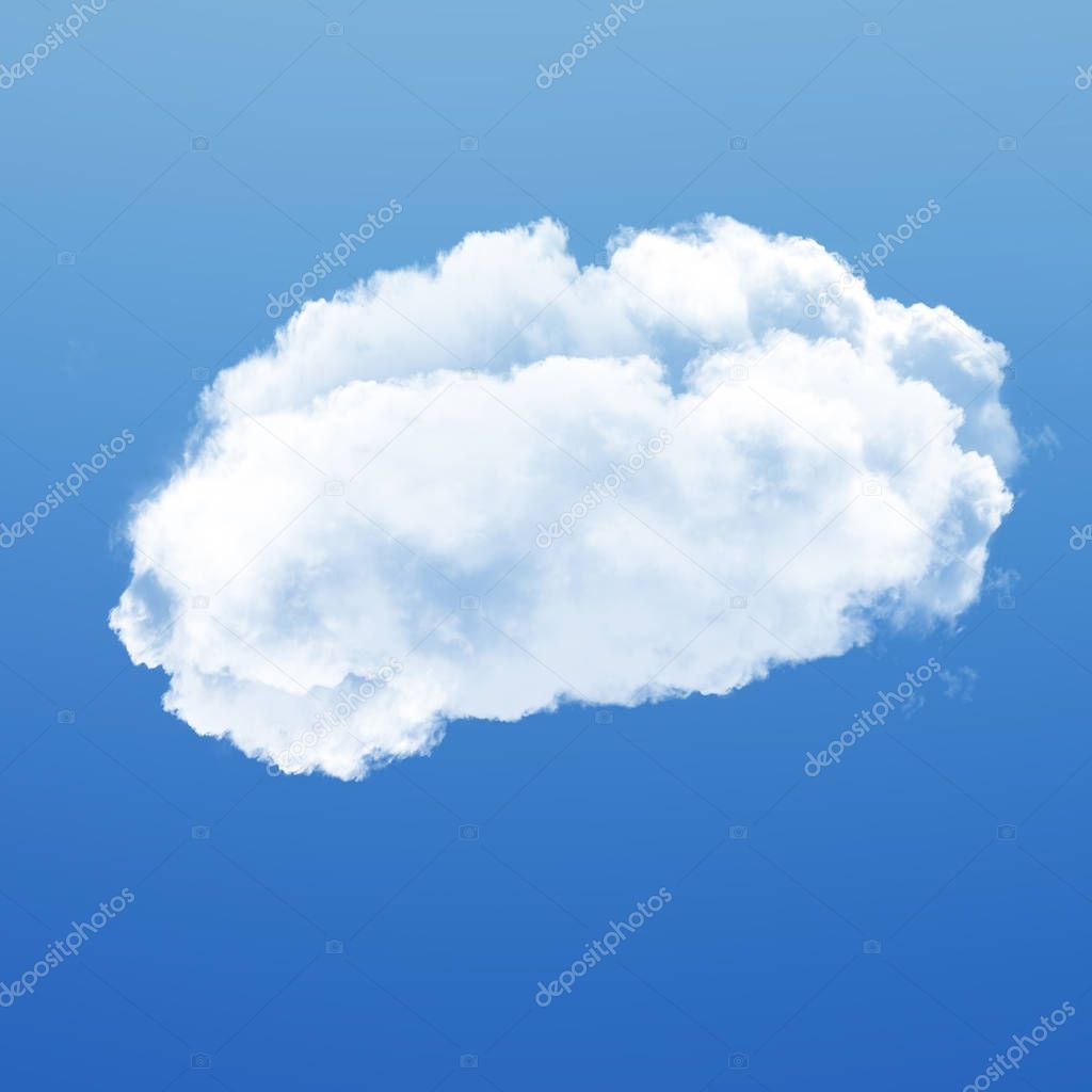 Cloud isolated over blue sky background 3D illustration, single 